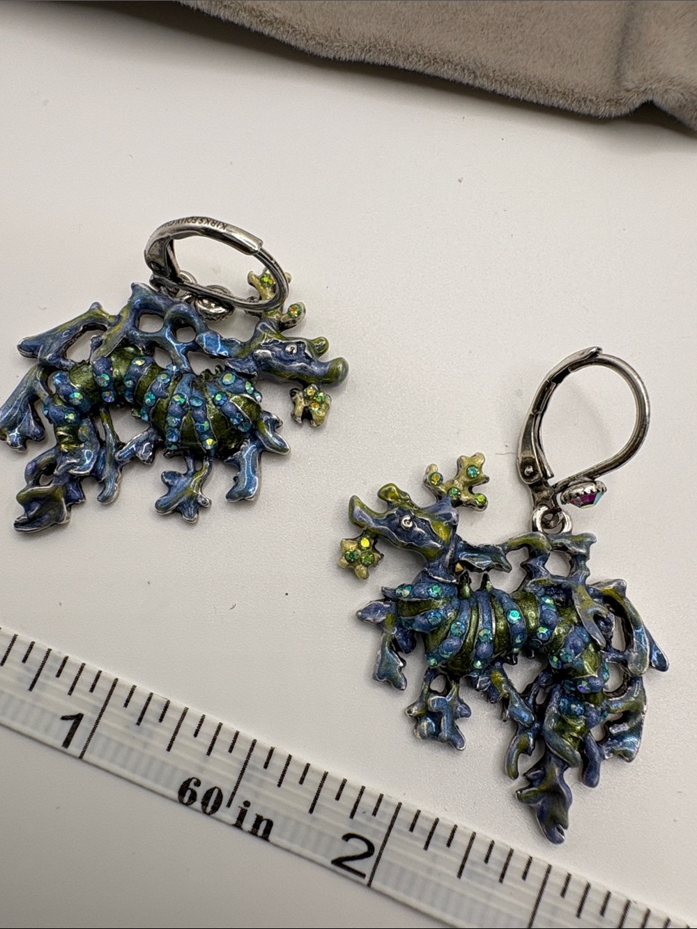 Kirk’s Folly Blue-Green dragon Earrings with Sparkling Crystal Accents